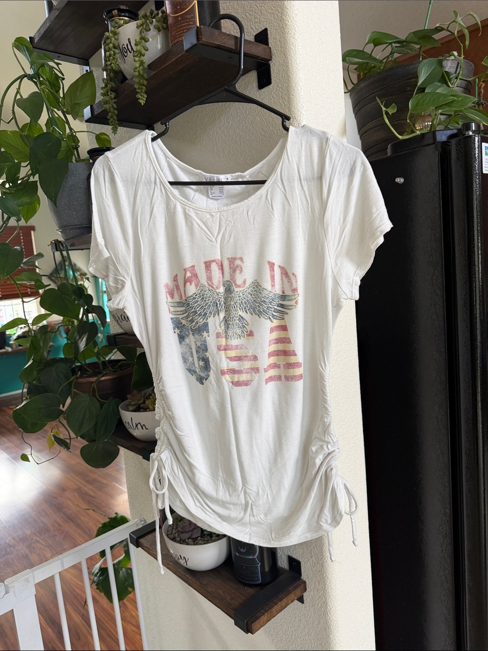 VENUS White Short Sleeve Tee with Vintage 'Made in USA' Graphic
